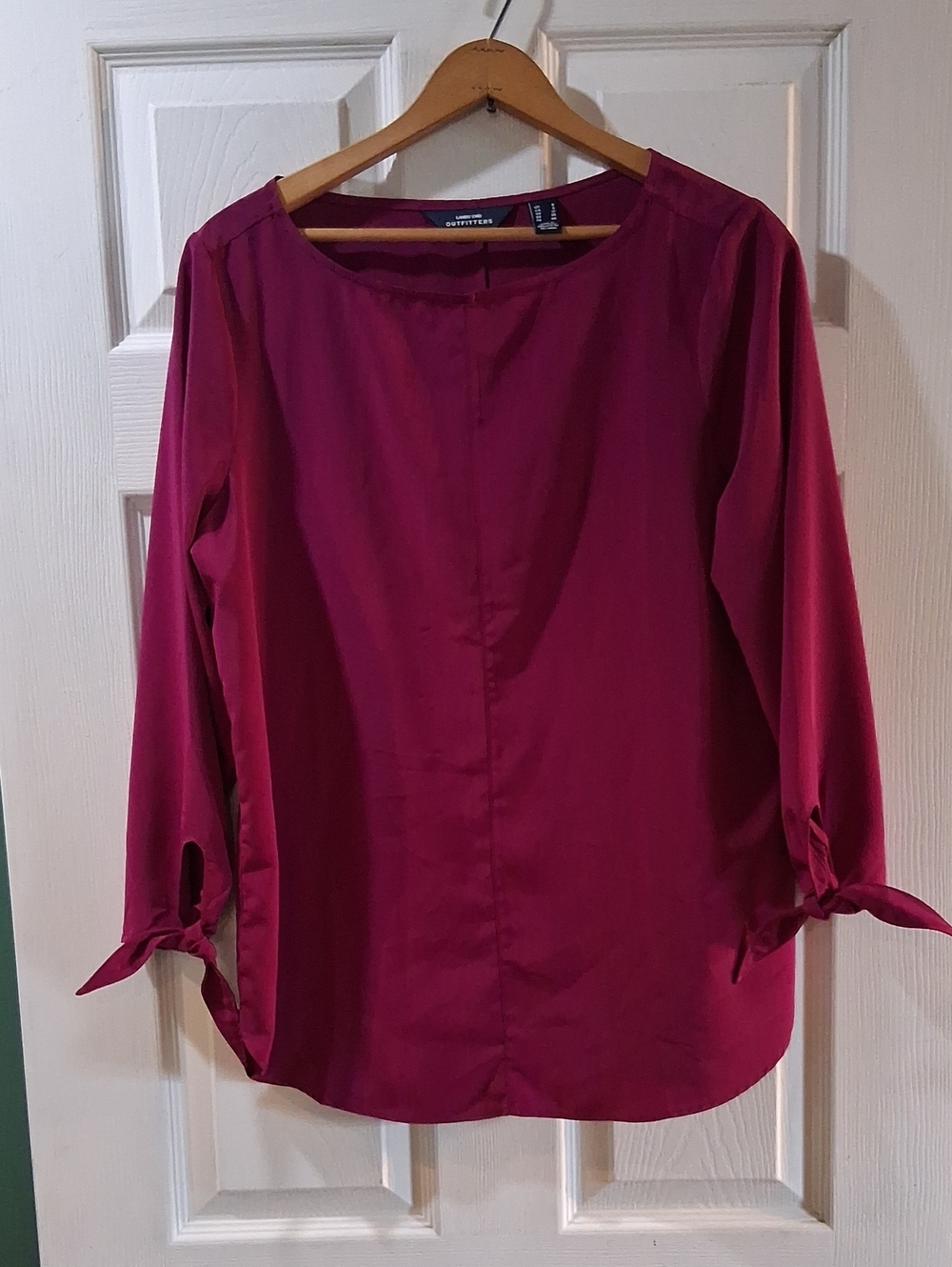 Lands' End Women's Long Sleeve Tie-Cuff Blouse - Raspberry